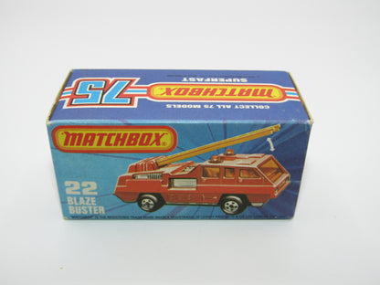 Matchbox Superfast No 22C Blaze Buster, Yellow Ladder, White Interior, Metallic Charcoal Grey Base
