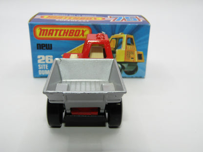 Matchbox Superfast No 26C Site Dumper RED Cab YELLOW Int CHARCOAL Base