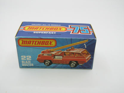 Matchbox Superfast No 22C Blaze Buster, Yellow Ladder, White Interior, Metallic Charcoal Grey Base