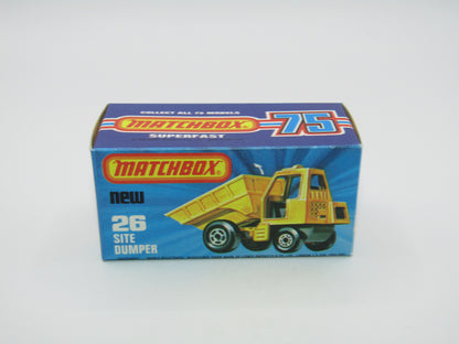 Matchbox Superfast No 26C Site Dumper RED Cab YELLOW Int CHARCOAL Base