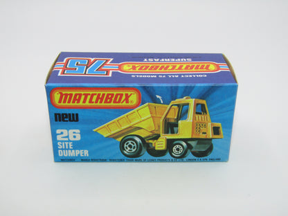 Matchbox Superfast No 26C Site Dumper RED Cab YELLOW Int CHARCOAL Base