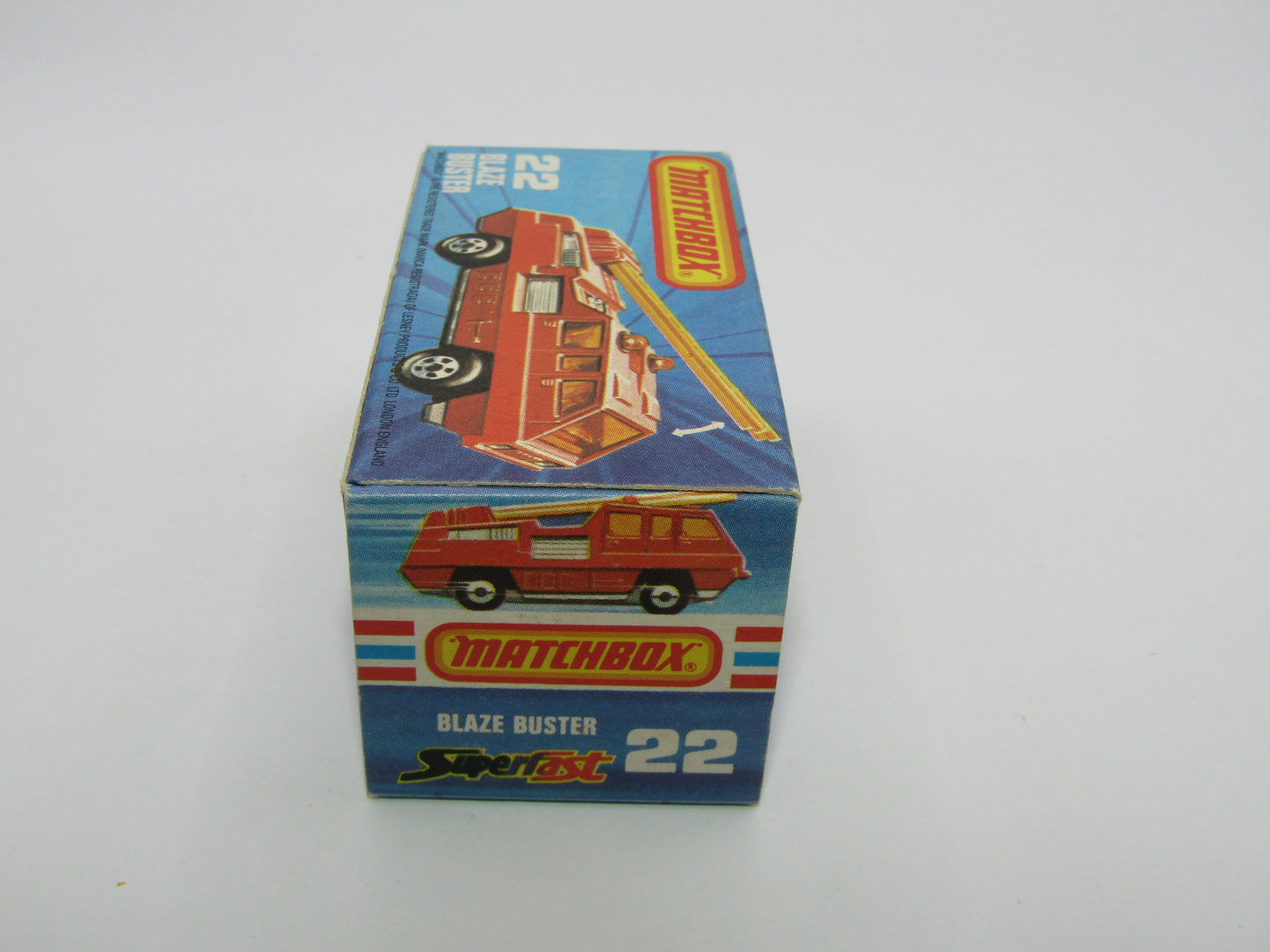 Matchbox Superfast No 22C Blaze Buster, Yellow Ladder, White Interior, Metallic Charcoal Grey Base