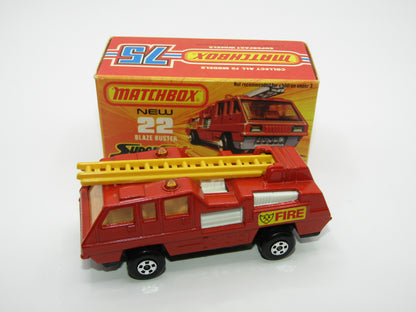 Matchbox Superfast No 22C Blaze Buster, DULL ORANGE-RED Body, DARK YELLOW Ladder, Gloss Black Base