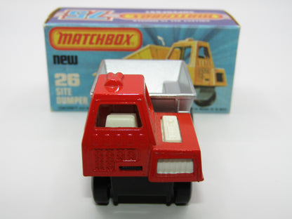 Matchbox Superfast No 26C Site Dumper Dark Orange-Red Cab CHARCOAL Base