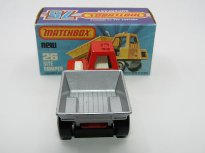 Matchbox Superfast No 26C Site Dumper Dark Orange-Red Cab CHARCOAL Base