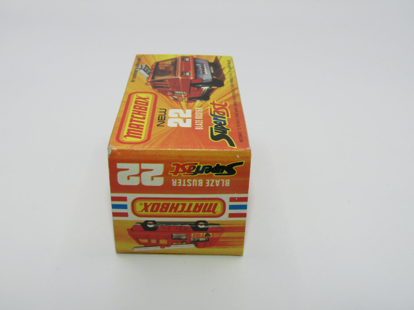 Matchbox Superfast No 22C Blaze Buster, DULL ORANGE-RED Body, DARK YELLOW Ladder, Gloss Black Base