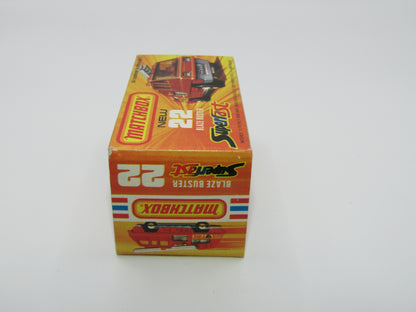 Matchbox Superfast No 22C Blaze Buster, DULL ORANGE-RED Body, DARK YELLOW Ladder, Gloss Black Base