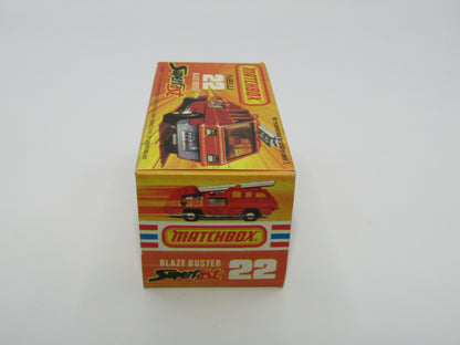 Matchbox Superfast No 22C Blaze Buster, DULL ORANGE-RED Body, DARK YELLOW Ladder, Gloss Black Base