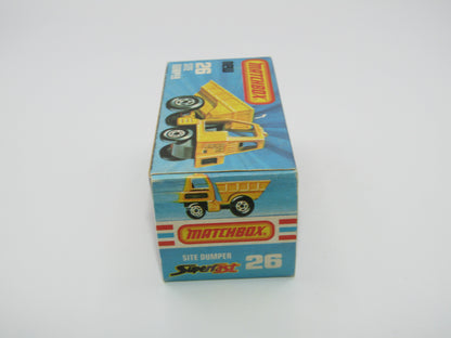 Matchbox Superfast No 26C Site Dumper Dark Orange-Red Cab CHARCOAL Base