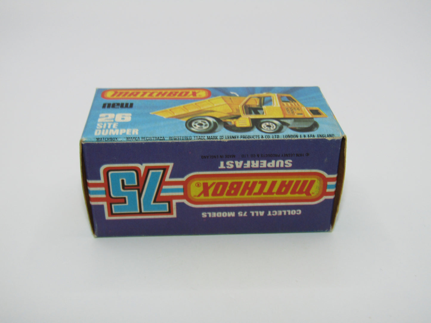 Matchbox Superfast No 26C Site Dumper Dark Orange-Red Cab CHARCOAL Base