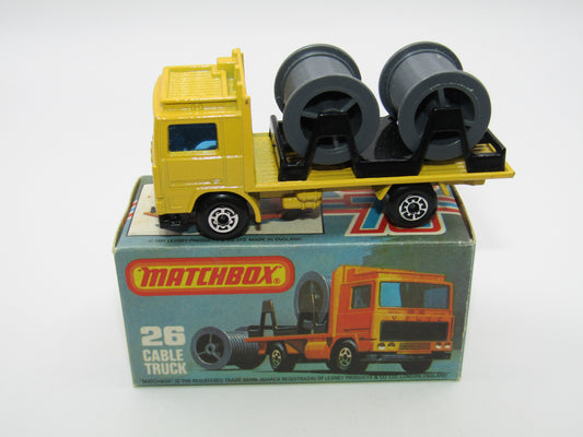 Matchbox Superfast No 26E Volvo Cable Truck YELLOW Body