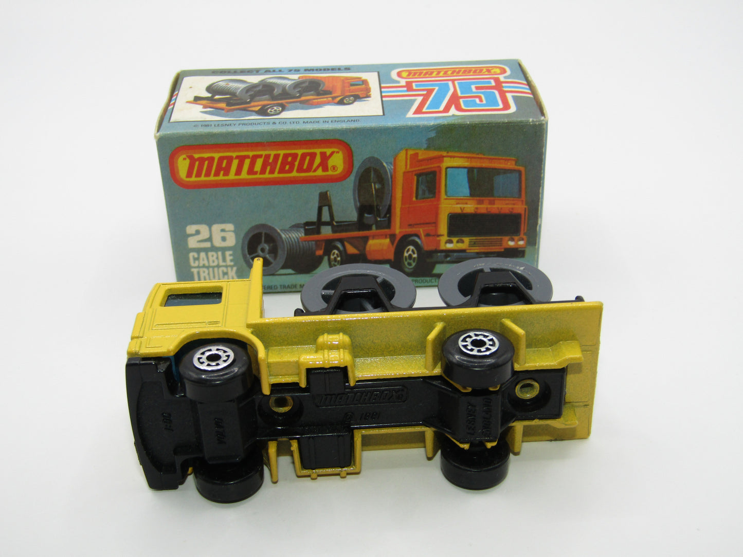 Matchbox Superfast No 26E Volvo Cable Truck YELLOW Body
