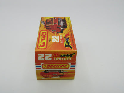 Matchbox Superfast No 22C Blaze Buster, Red, White Interior, DARK ORANGE Ladder, FLAT BLACK base