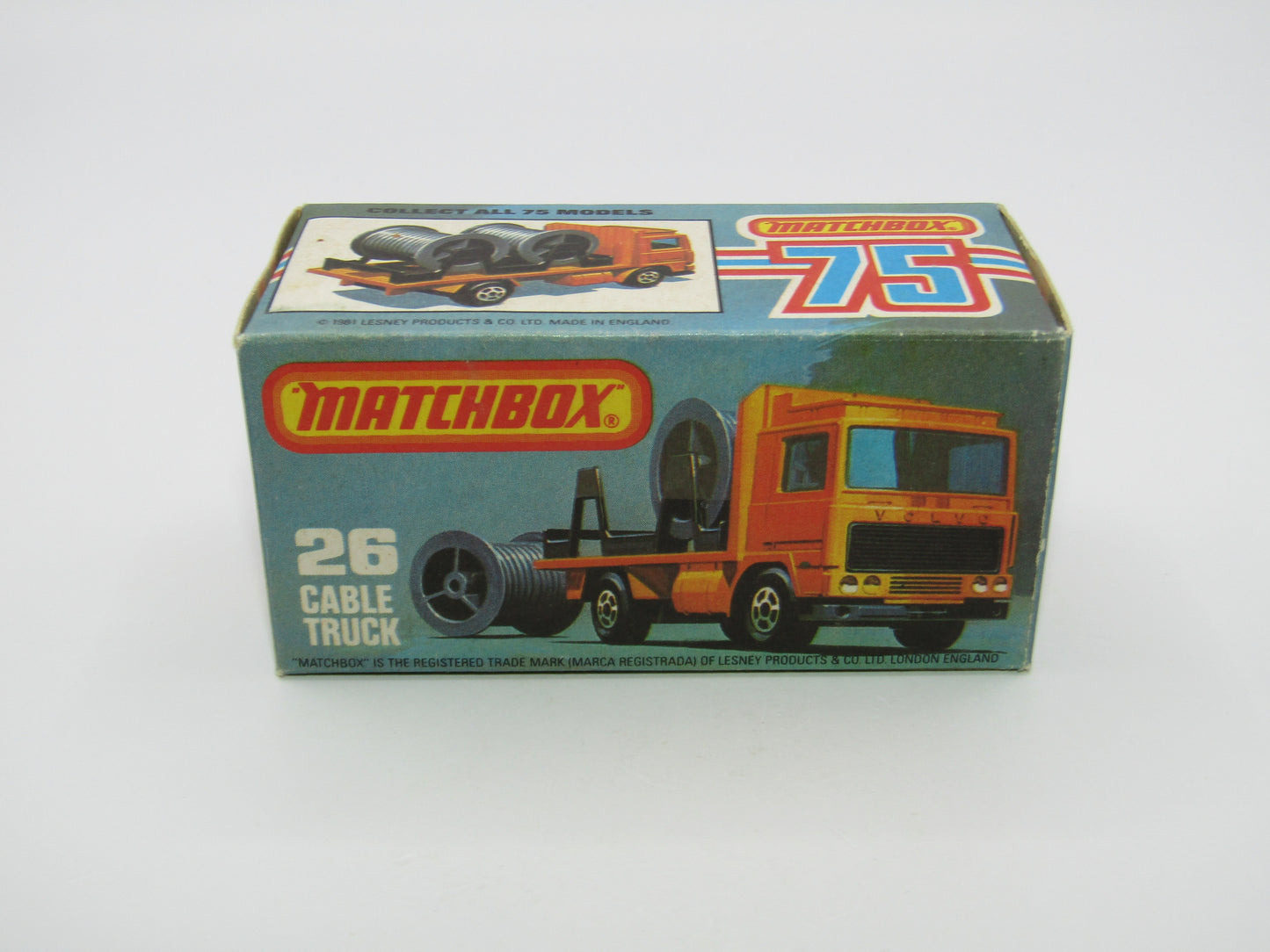 Matchbox Superfast No 26E Volvo Cable Truck YELLOW Body
