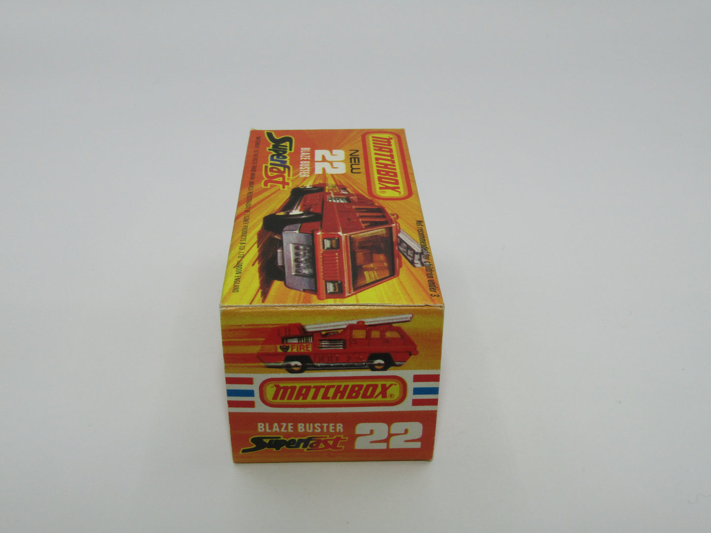 Matchbox Superfast No 22C Blaze Buster, Red, White Interior, DARK ORANGE Ladder, FLAT BLACK base