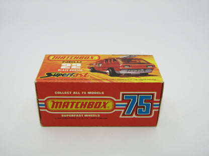 Matchbox Superfast No 22C Blaze Buster, Red, White Interior, DARK ORANGE Ladder, FLAT BLACK base
