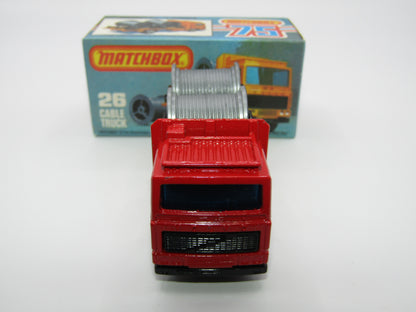 Matchbox Superfast No 26E Volvo Cable Truck RED Body
