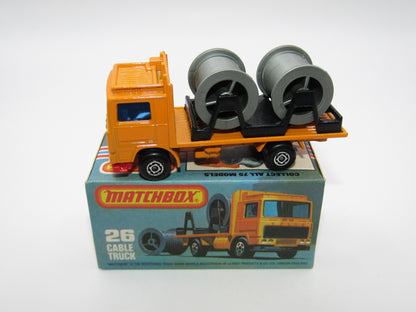 Matchbox Superfast No 26E Volvo Cable Truck RED Base MALTEESE CROSS Wheels