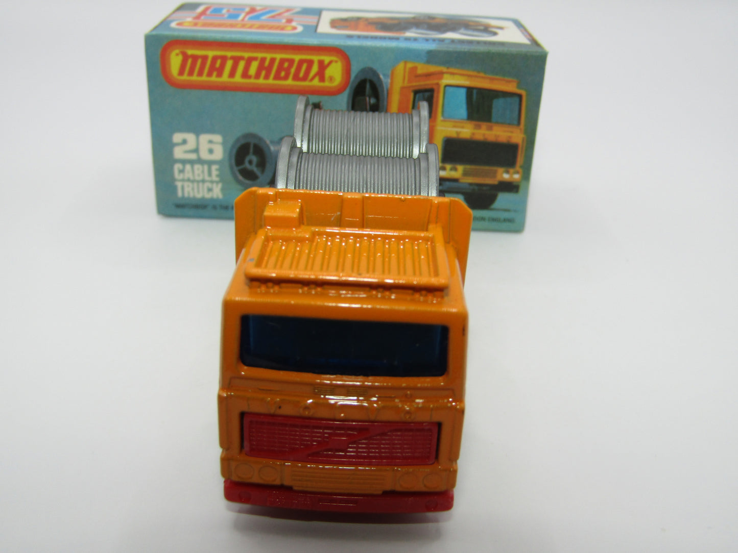 Matchbox Superfast No 26E Volvo Cable Truck RED Base MALTEESE CROSS Wheels
