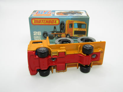 Matchbox Superfast No 26E Volvo Cable Truck RED Base MALTEESE CROSS Wheels