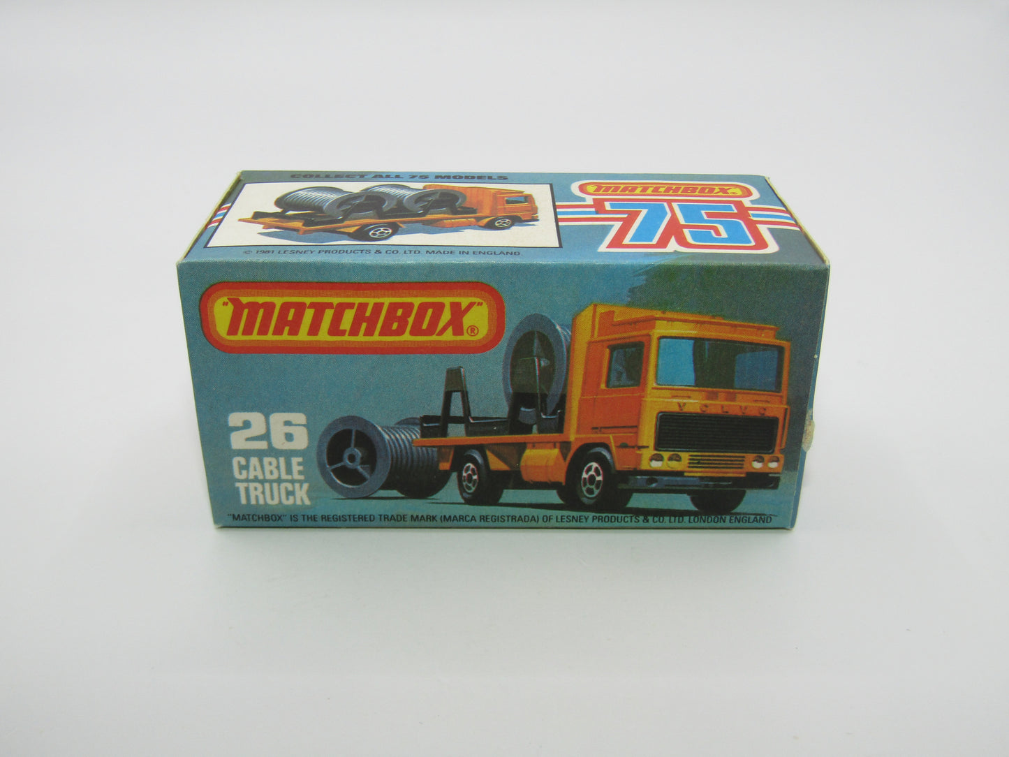 Matchbox Superfast No 26E Volvo Cable Truck RED Base MALTEESE CROSS Wheels