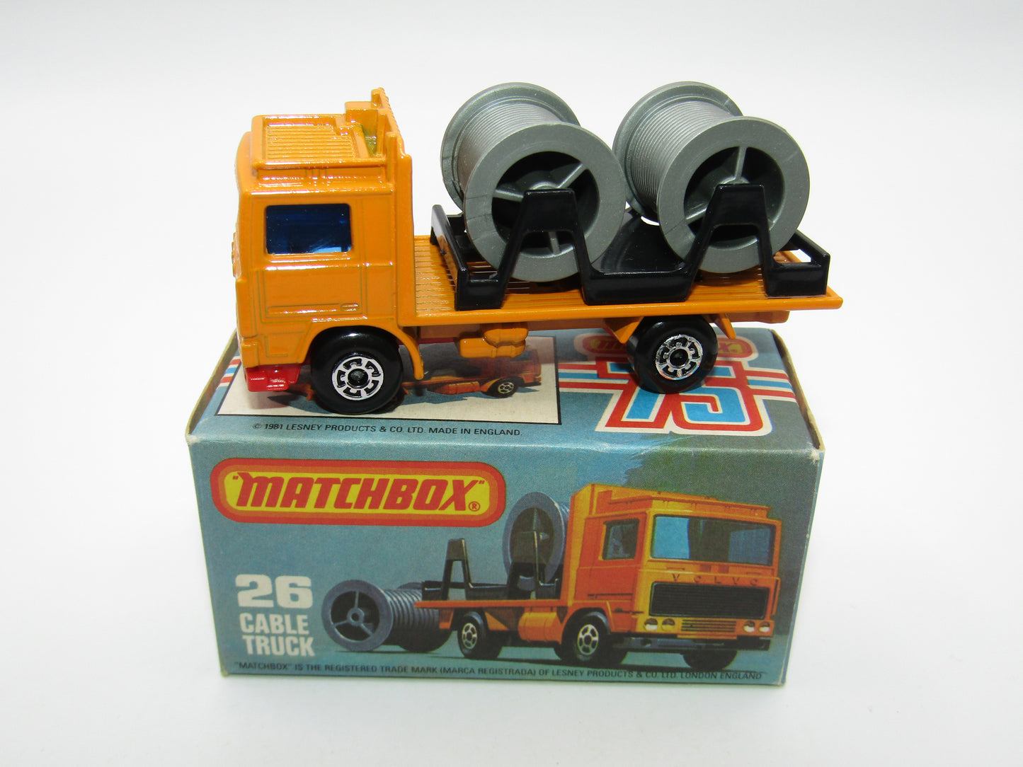 Matchbox Superfast No 26E Volvo Cable Truck RED Base 5 ARCH Wheels