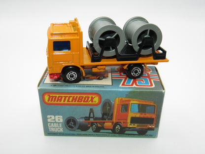 Matchbox Superfast No 26E Volvo Cable Truck RED Base 5 ARCH Wheels