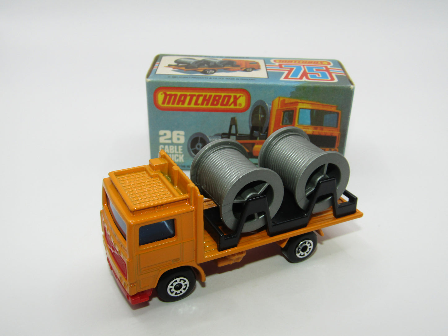 Matchbox Superfast No 26E Volvo Cable Truck RED Base 5 ARCH Wheels