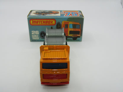 Matchbox Superfast No 26E Volvo Cable Truck RED Base 5 ARCH Wheels