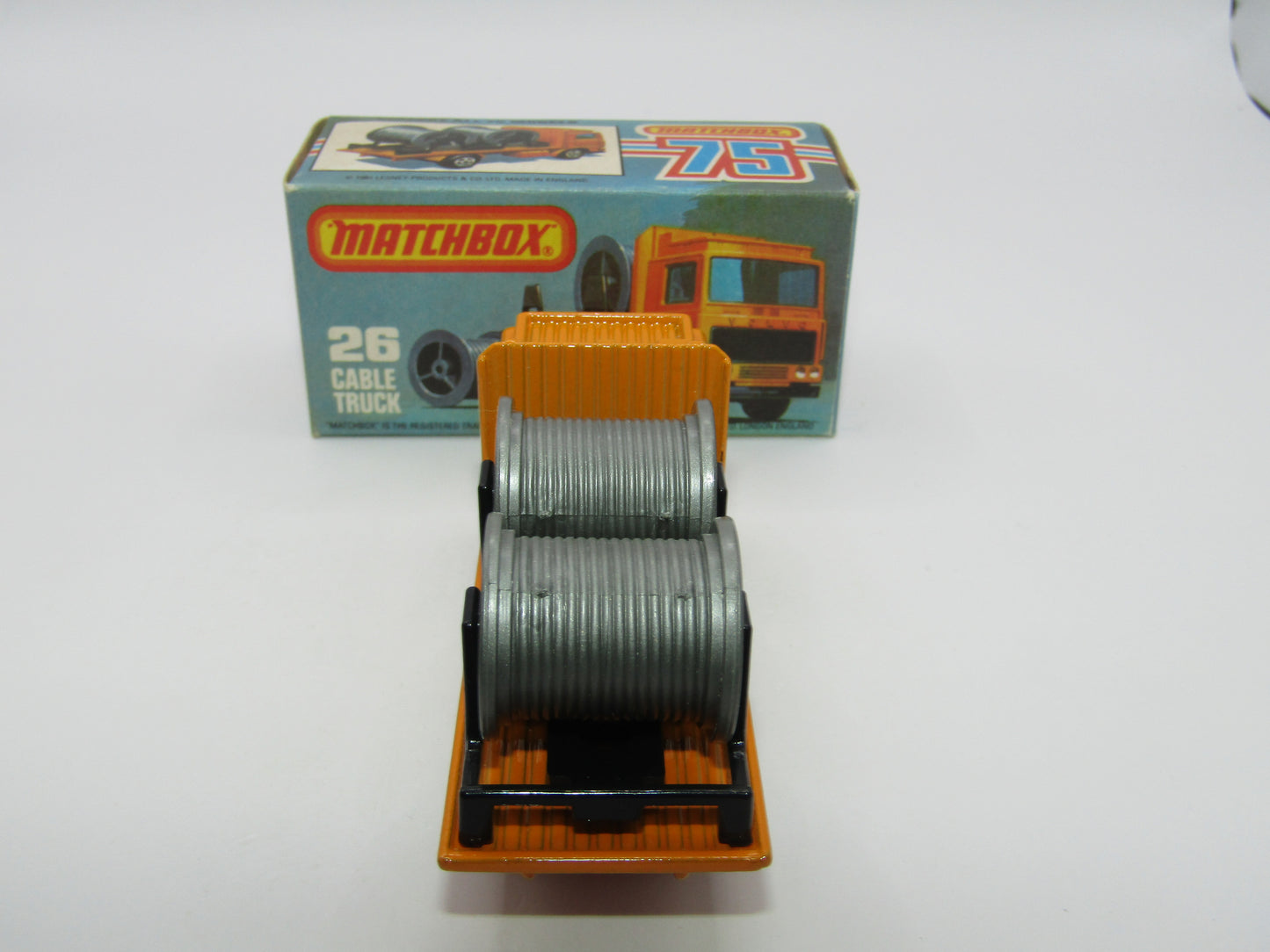 Matchbox Superfast No 26E Volvo Cable Truck RED Base 5 ARCH Wheels