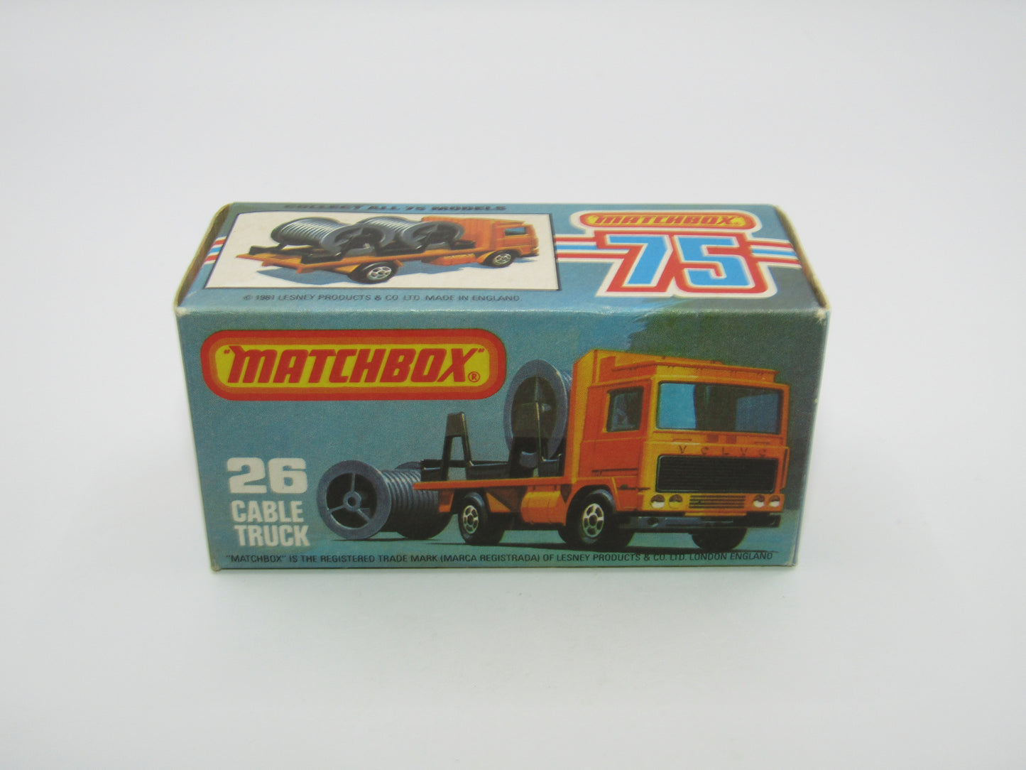 Matchbox Superfast No 26E Volvo Cable Truck RED Base 5 ARCH Wheels