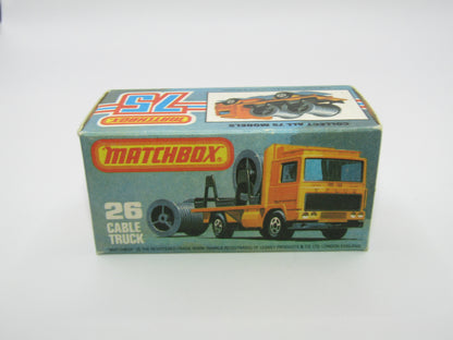 Matchbox Superfast No 26E Volvo Cable Truck 5 SPOKE Wheels Black Base