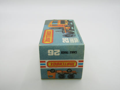 Matchbox Superfast No 26E Volvo Cable Truck 5 SPOKE Wheels Black Base