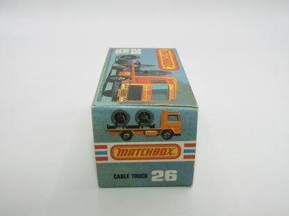 Matchbox Superfast No 26E Volvo Cable Truck 5 SPOKE Wheels Black Base