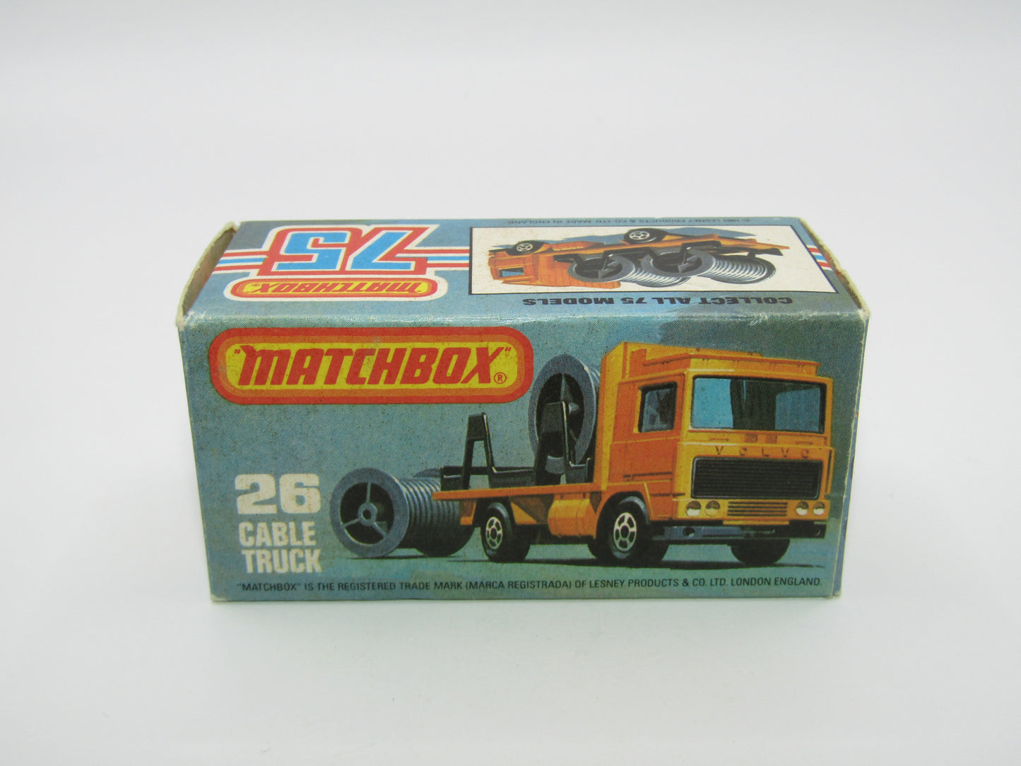 Matchbox Superfast No 26E Volvo Cable Truck VERY PALE Blue/Smoke Windows