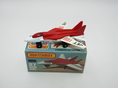 Matchbox Superfast No 27C Swing Wing Black & Red Jet Set Tampo, Red Windows