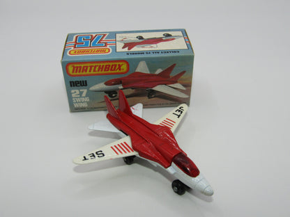 Matchbox Superfast No 27C Swing Wing Black & Red Jet Set Tampo, Red Windows