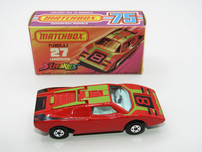 Matchbox Superfast No 27B Lamborghini Countach DARK RED WHITE Interior