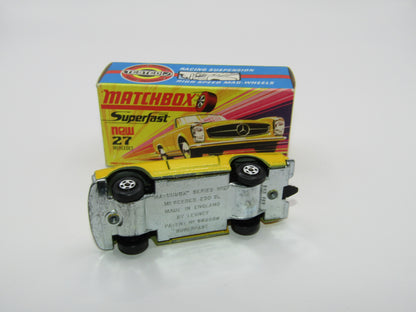 Matchbox Superfast No 27A Mercedes 230SL Yellow, Narrow Wheels, HIGH WHEEL ARCHES