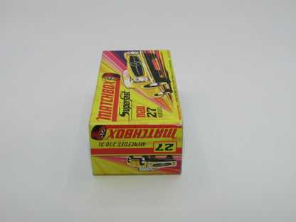 Matchbox Superfast No 27A Mercedes 230SL Yellow, Narrow Wheels, HIGH WHEEL ARCHES