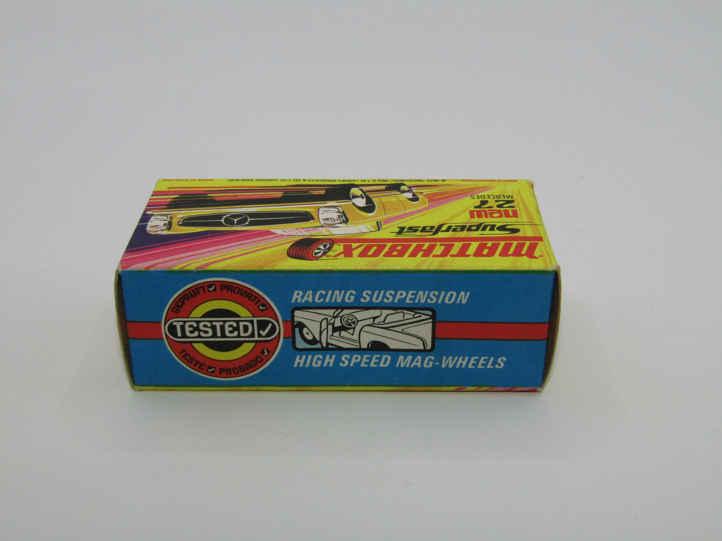 Matchbox Superfast No 27A Mercedes 230SL Yellow, Narrow Wheels, HIGH WHEEL ARCHES
