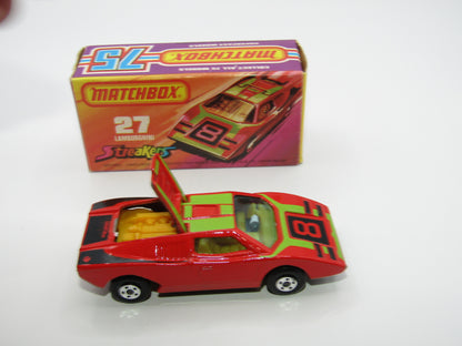 Matchbox Superfast No 27B Lamborghini Countach DARK RED YELLOW Interior
