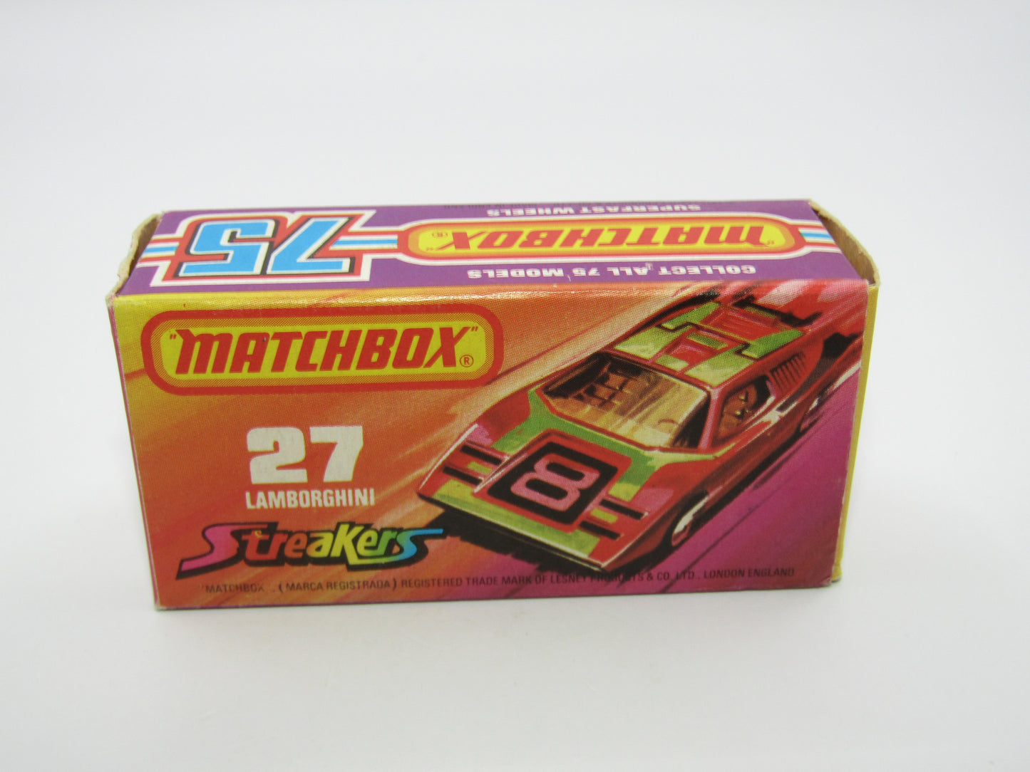 Matchbox Superfast No 27B Lamborghini Countach DARK RED YELLOW Interior