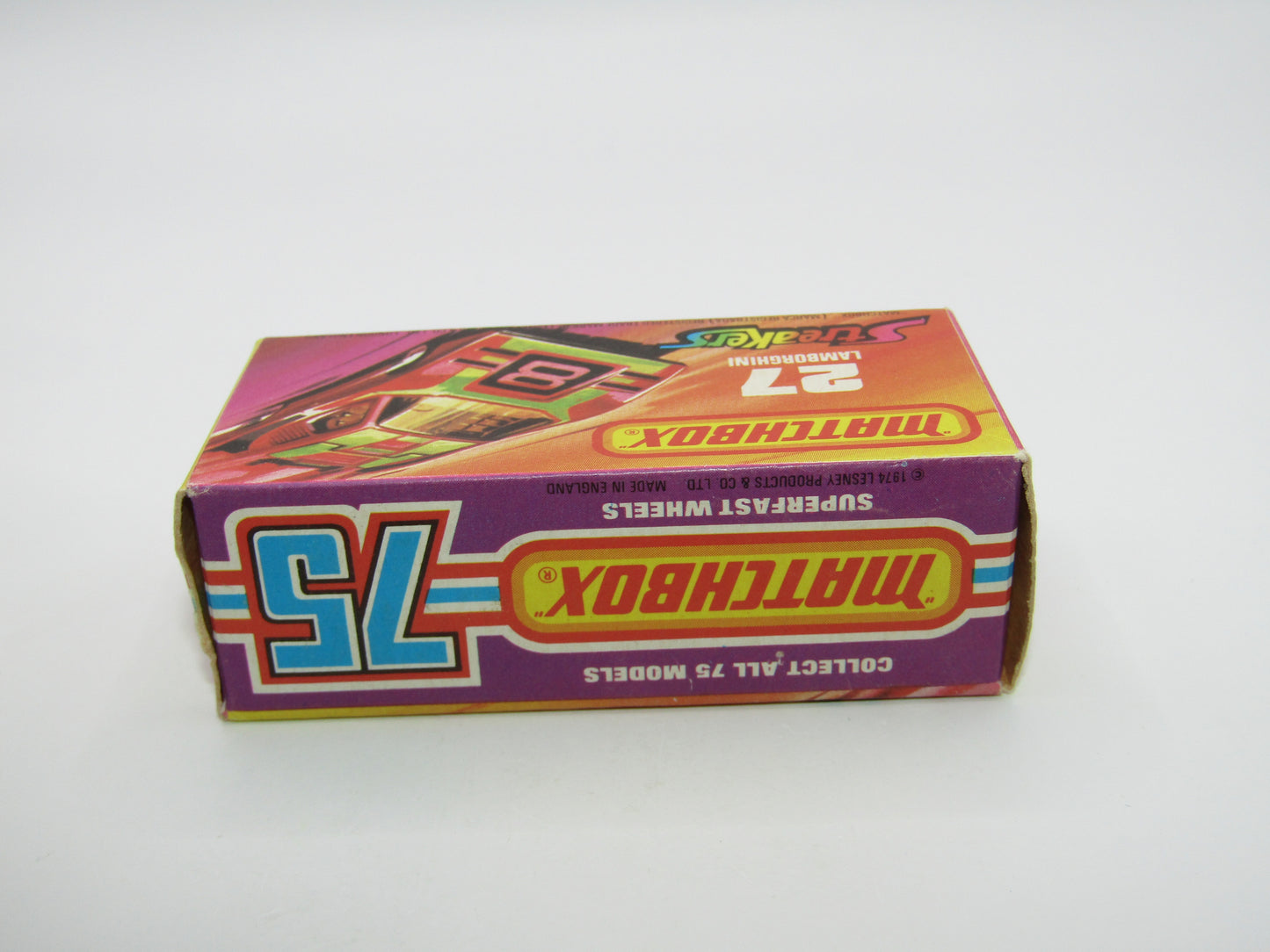 Matchbox Superfast No 27B Lamborghini Countach DARK RED YELLOW Interior