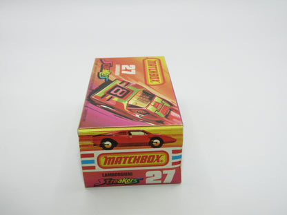 Matchbox Superfast No 27B Lamborghini Countach DARK RED YELLOW Interior