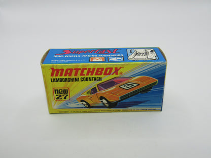 Matchbox Superfast No 27B Lamborghini Countach Dark Yellow Black base