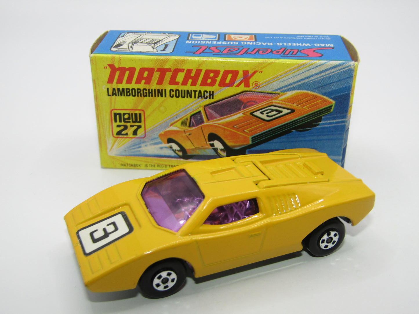 Matchbox Superfast No 27B Lamborghini Countach PURPLE Windows UNPAINTED Base