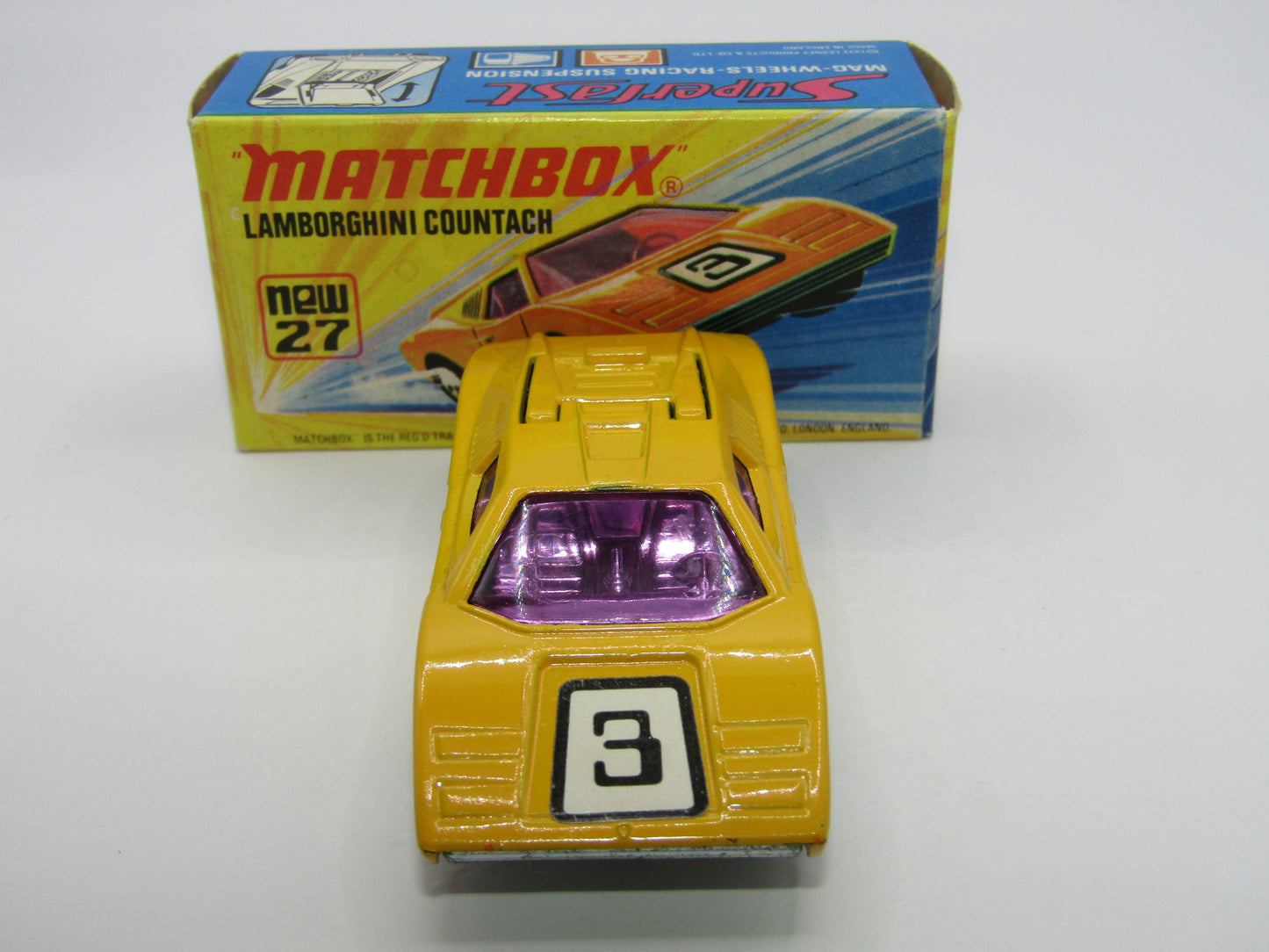 Matchbox Superfast No 27B Lamborghini Countach PURPLE Windows UNPAINTED Base