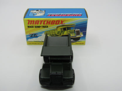 Matchbox Superfast No 28A Mack Dump Truck OLIVE DRAB with "i" Box