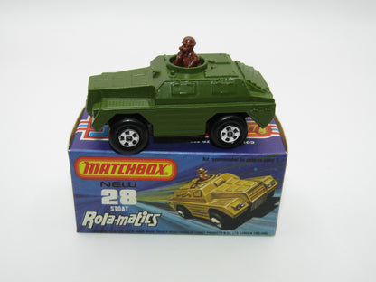 Matchbox Superfast No 28B Stoat, Olive Green, CHROME HUBS